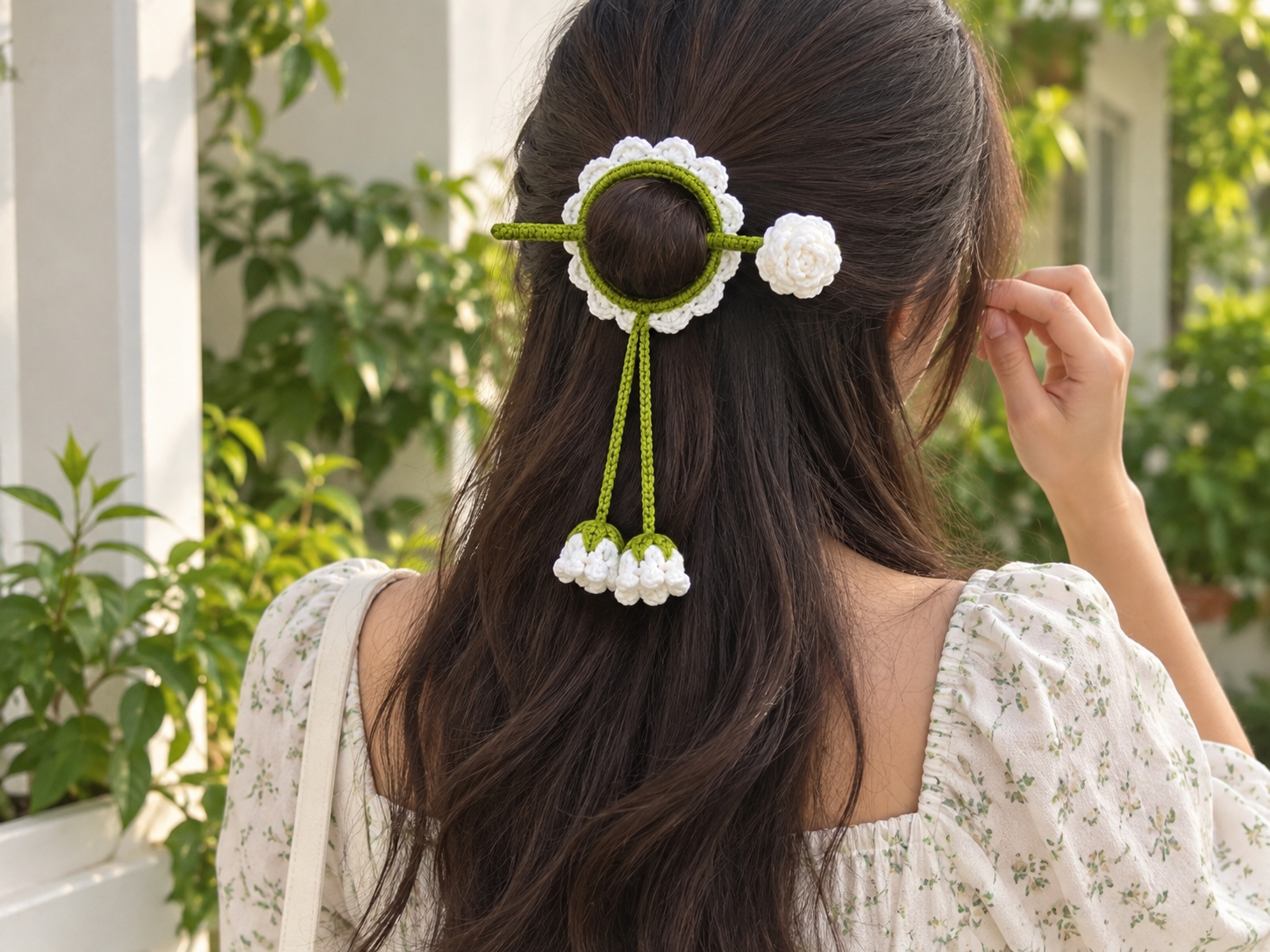 Crochet Flower Hair Bun Pin
