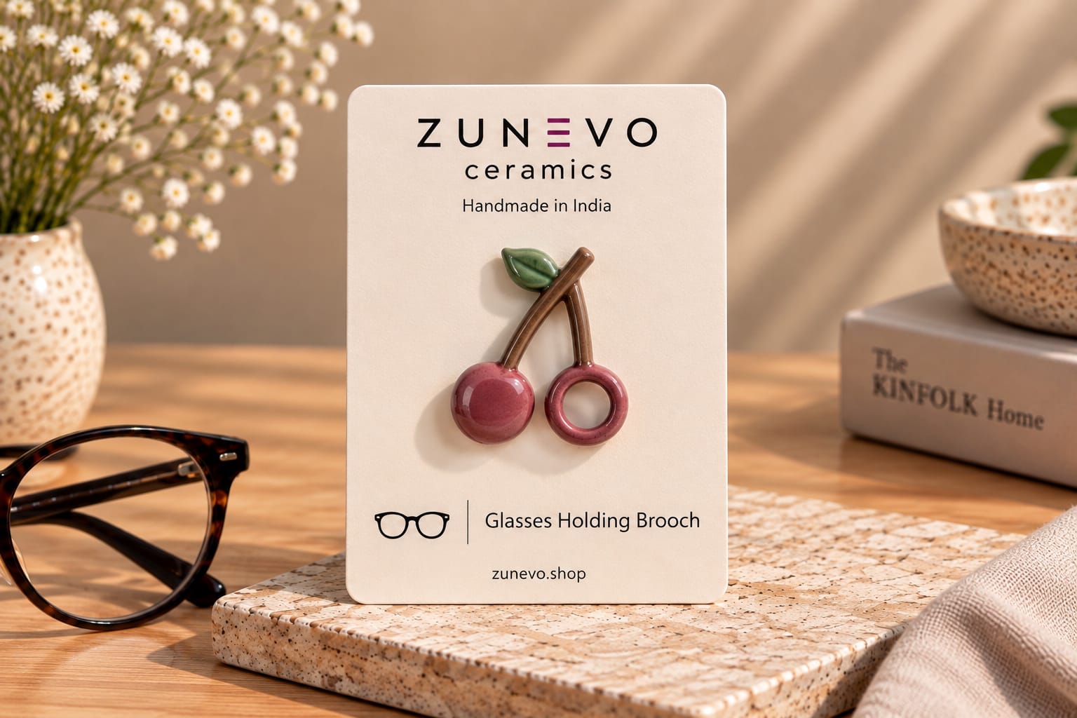 Cherry Glasses Holder Brooch