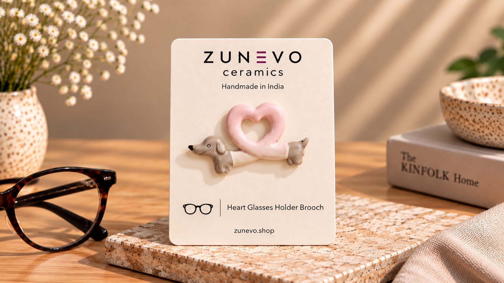 Heart Glasses Holder Brooch